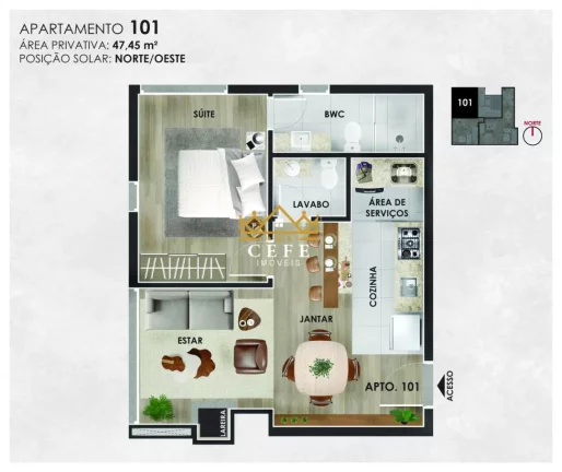 Imagem Apartamento com 1 Dormitorio(s) localizado(a) no bairro Planalto em Gramado / RIO GRANDE DO SUL Ref.:1435