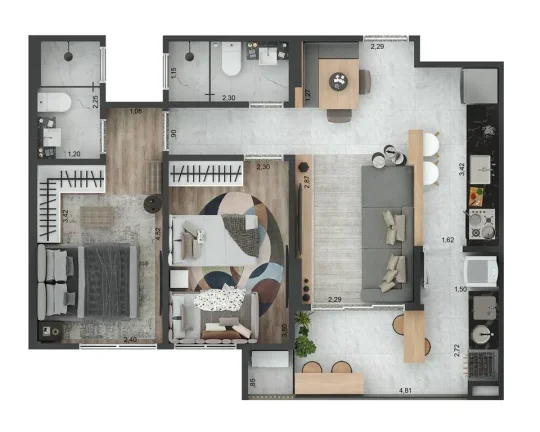 Imagem APARTAMENTO COM 57.31 m² - GUILHERMINA - PRAIA GRANDE SP