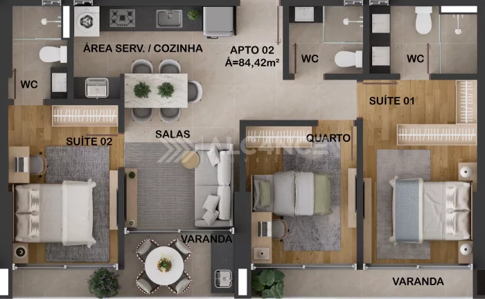 Imagem Apto Alto Padrão - 3 Quartos - 2 Suítes - 89,81 m² - Aeroclube, João Pessoa/PB