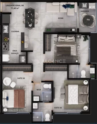 Imagem Apto - 2 Quartos - 1 Suíte - 56,16m² - Intermares, Cabedelo/PB