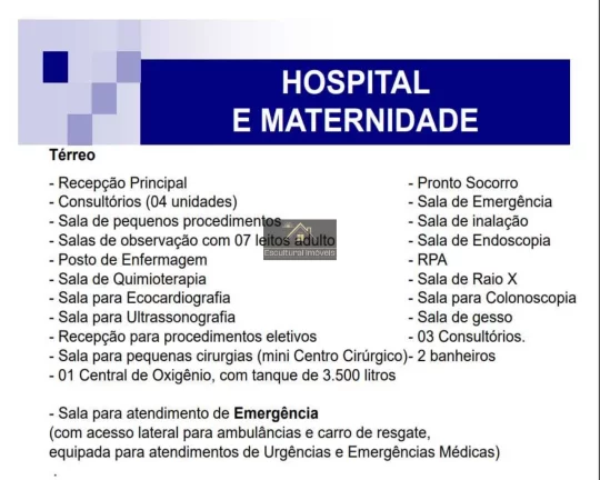 OPORTUNIDADE HOSPITAL E MATERNIDADE VENDA COM FATURAMENTO REGIÃO A.B.C 20 SALAS RECEPÇÃO VÁRIOS PONTOS DE TRABALHO E APARELHOS VER DESCRIÇÃO