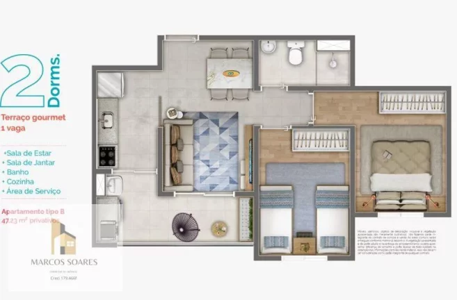 Imagem Apartamento com 2 quartos, 46m2, à venda, na planta, em Jd. Conceição/Osasco