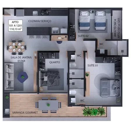 Foto do imóvel: Apartamento com 3 dormitórios à venda, 110 m² por R$ 1.117.845, 30 - Aeroclube - João Pessoa/PB em Não informado