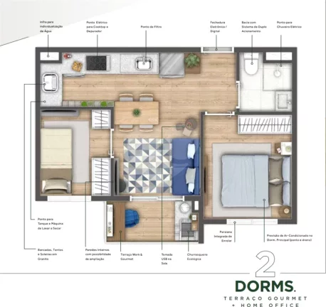 Imagem Apartamento à venda com 2 quartos no condomínio Habita, São Paulo - SP