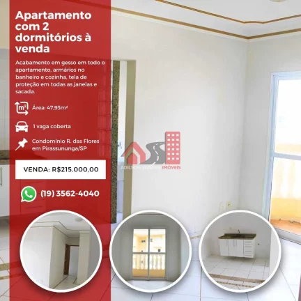 Apartamento com 2 dorms, Vila Guilhermina, Pirassununga - R$ 215 mil, Cod: 180