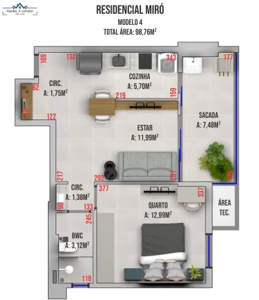 Imagem APARTAMENTO COM 1 DORMIT. P/ VENDA NO RESID. MIRô, CENTRO DE FOZ DO IGUAÇU -PR