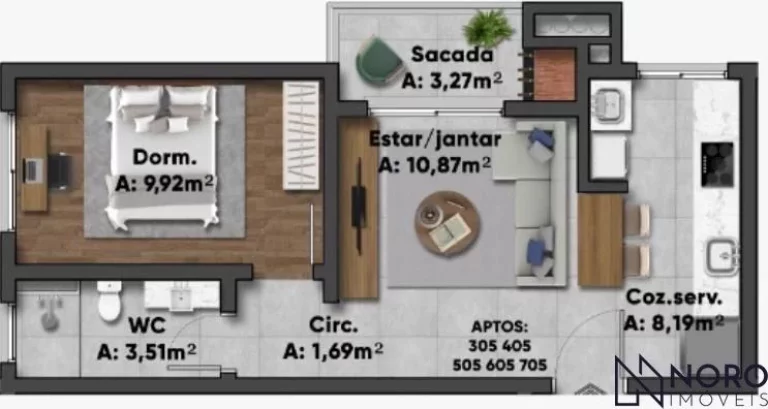 Imagem Apartamento de 1 Dormitório à Venda em Camobi – Próximo à UFSM
