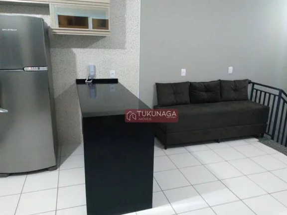 Imagem Linda cobertura em Guarulhos, com 2 dormitórios, sala com sacada, 2 banheiros, cozinha espaçosa com planejado e balcão americano de granito e uma área