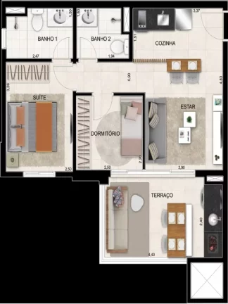 Imagem Apartamento à venda de 1 e 2 dormitórios na Avenida Bartholomeu de Carlos, 901 - Guarulhos