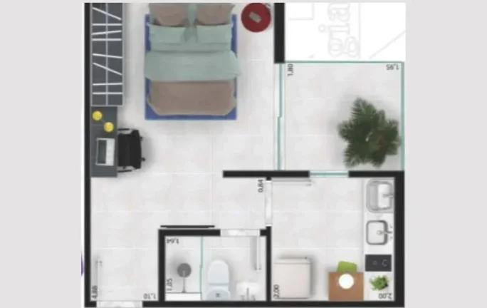Imagem Studio à venda, no Collegiate ONE Barbacena, em Barbacena, São Sebastião, com 1 quarto, 21m2