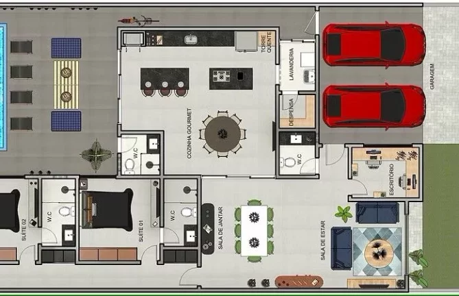 Imagem CASA TÉRREA - AMPLA E ESPAÇOSA 3 SUÍTES - CONDOMÍNIO SANTORINI RESIDENCIAL CLUB - PAULÍNIA