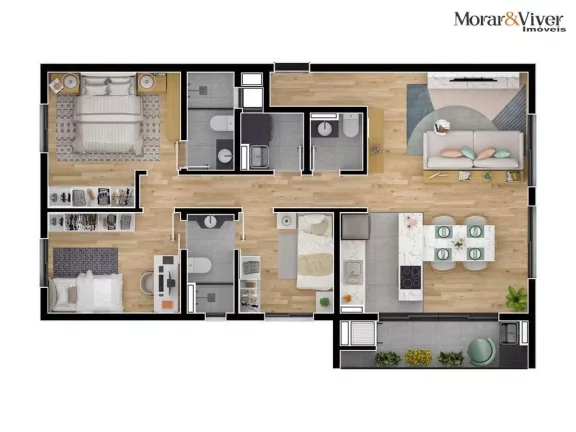 Imagem Apartamento para Venda em Curitiba, Água Verde, 3 dormitórios, 1 suíte, 3 banheiros, 2 vagas
