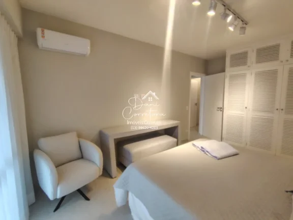 Imagem Apartamento atualizado e reformado com vista para o mar e lazer, 3 quartos com suíte e 2 vagas na Pitangueiras, Guarujá-SP - 165m² de área.