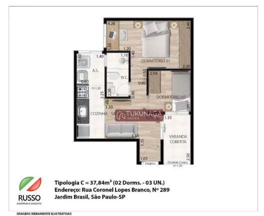 Imagem Apartamento com 2 dormitórios à venda, 37 m² por R$ 240.000,00 - Jardim Brasil - São Paulo/SP