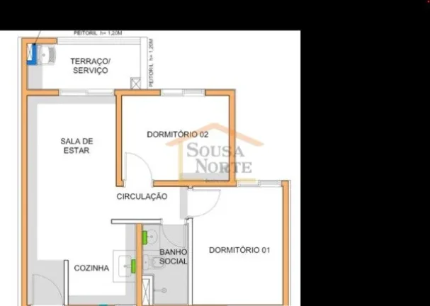Imagem Apartamento recém-entregue com 44 m² de área útil, composto por 2 dormitórios, sala, cozinha, b...