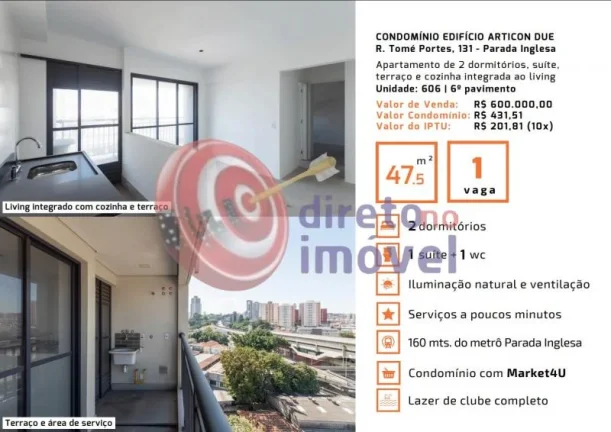 Imagem APARTAMENTO À VENDA 2 QUARTOS 1 VAGA 47m² PARADA INGLESA SÃO PAULO