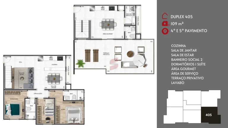 Imagem APARTAMENTO à venda com 62.38m² por R$ 368.000,00 no bairro Centro - PINHAIS / PR