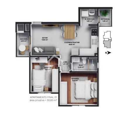 Imagem APARTAMENTO NO AVENTUREIRO COM 2 QUARTOS