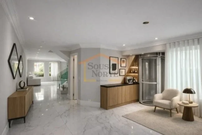 Imagem Sobrado com 230 m² de área útil, com 4 dormitórios, sendo 3 suítes, e 5 banheiros. Possui sala ...