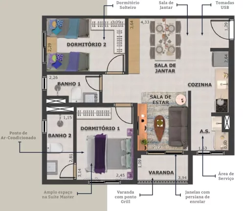 Imagem Apartamento com 2 Quartos à Venda, 56 m² em Vila Palmares - Santo André