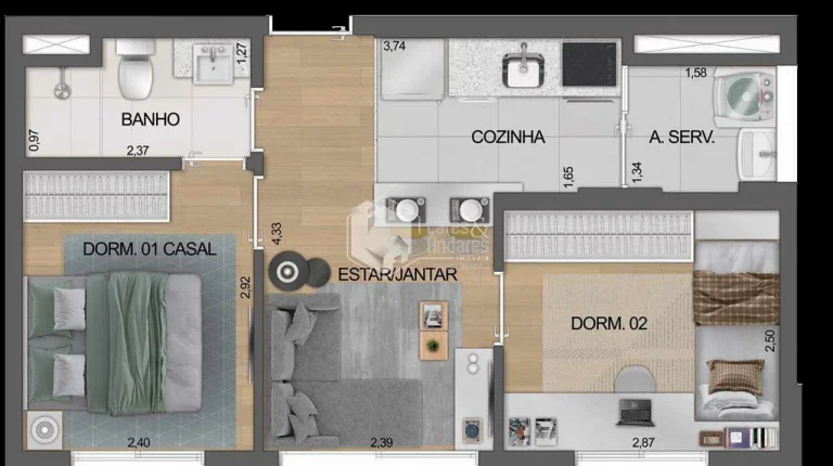 Imagem Apartamento à venda 2 Quartos 1 Suite 38.08M² Moema São Paulo - SP