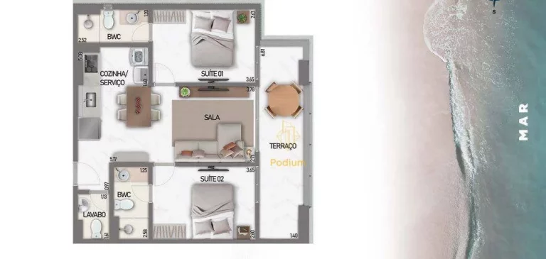 Imagem Apartamento pé na areia com vista definitiva para o mar da praia Formosa - AP0829