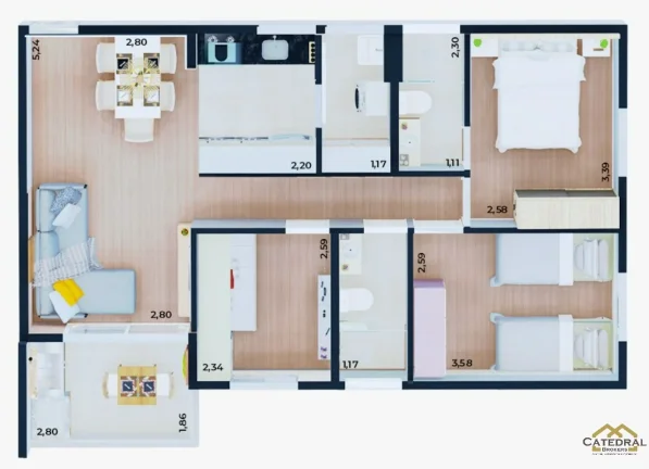 Imagem Apartamento 3 quartos (1 suíte) 1 vaga coberta - Recanto Quarto Centenário