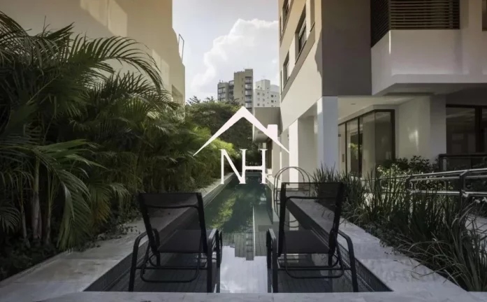 Imagem Studio de 44m com varanda envidraçada, ar condicionado, 1 vaga, área de serviço, sauna, salão de festas, piscina, deck, spa, fitness, churrasqueira