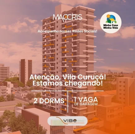 Imagem Vibe Residencial: Apartamento à venda na Vila Curuçá, 2 quartos, 1 banheiro, 36m². Minha casa minha vida em Santo André-SP!