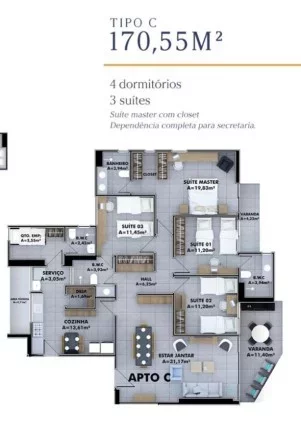 Imagem Apartamento 3 dormitórios para Venda em Teresina, Jóquei, 4 dormitórios, 3 suítes, 4 banheiros, 2 vagas