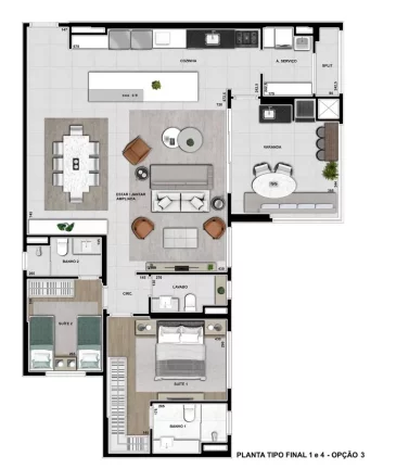 Imagem Évora: Apartamento Plaenge de 132m² - 3 Suítes no Jardim das Américas