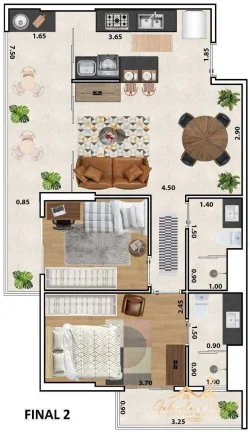Imagem Apartamento de frente com dois dormitórios no Macuco