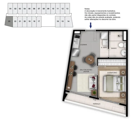 Imagem Apartamentos à venda no Centro de São Paulo com opção de 1 dormitório ou Studio, terraço, laze...