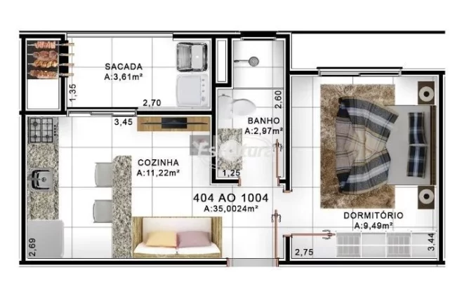 Imagem Excelente apartamento de 1 dormitório no Centro