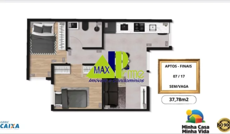 Imagem APARTAMENTO 34M²/02 D0RMITÓRIOS/SACADA/