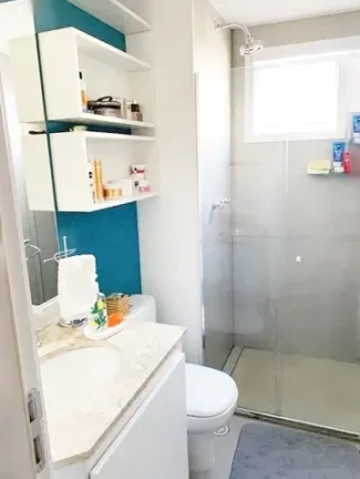 Imagem Apartamento 64M², 2Q, 1 Suíte, 2 Banheiros, 1 Vaga, Academia, Piscina, Churrasqueira, Salão de Festas e Jogos, Quadra, Sauna, Espaço gourmet, Jardim.