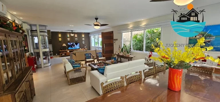 Imagem Casa em condomínio pé na areia - Temporada, com 5 suítes, 1 térrea, serviço de praia, acomodação para 14 pessoas, 4 vagas | Juquehy Imobiliária