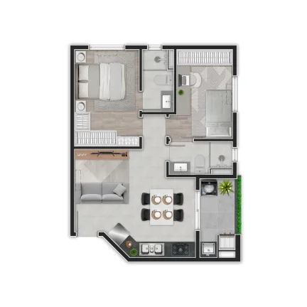Imagem BOM RETIRO - Apartamento 2 quartos com 1 suíte. 1 vaga. 64,89m².