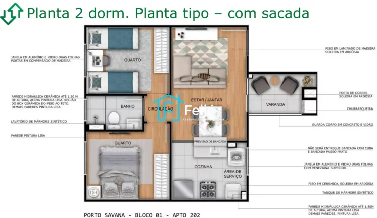 Imagem Apartamentos 2 dormitórios com opção de Sacada - Gravataí
