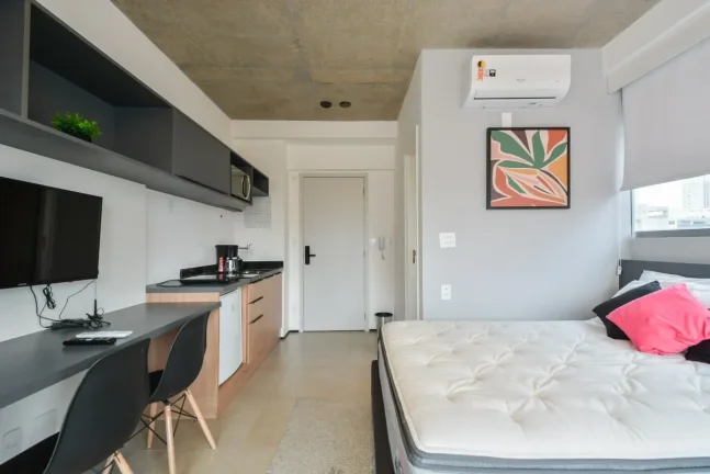 Imagem Studio Alameda Lorena - 21M², 1 Dorm, Mobiliado, Móveis Planejados, Academia, Piscina, Coworking, Lobby com Pé Direito Duplo.