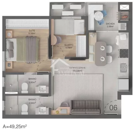 Imagem APARTAMENTO 1 SUÍTE + 1 QUARTO - ARTUS RESIDENCIAL NO ANITA GARIBALDI