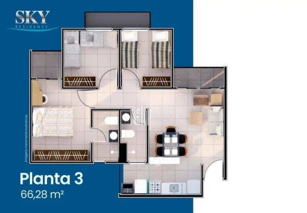 Imagem Apartamento em condomínio fechado (em construção), 3 dormitórios à venda por R$ 446.266,76- Condomínio SKY RESIDENCE I - Ilhotas - Teresina/PI