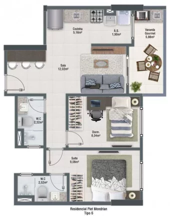 Imagem Apartamento com 2 dorms, Guilhermina, Praia Grande - R$ 414 mil, Cod: 134