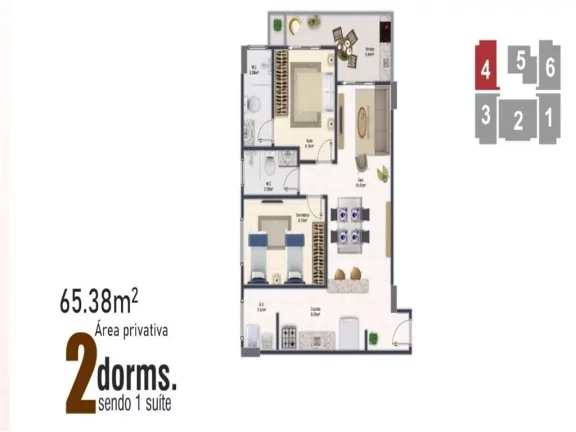 Imagem Apartamento com 1 dorm, Ocian, Praia Grande - R$ 499 mil, Cod: 2808