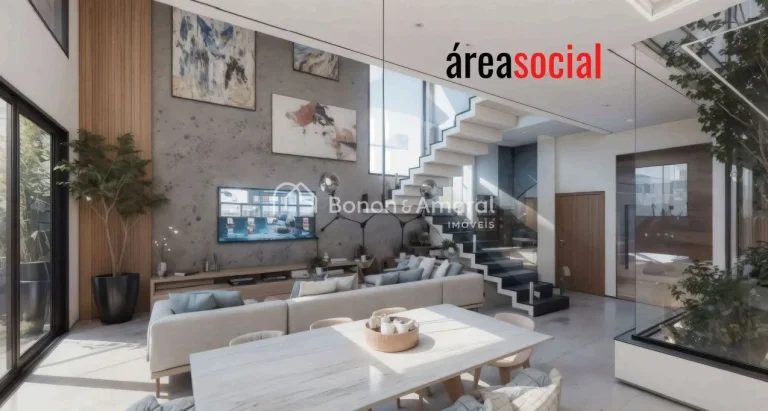 Imagem Sobrado novo à venda no Condomínio Residencial Arborais, com projeto diferenciado. A casa possui s...