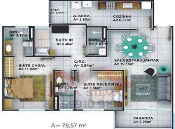 Imagem Apartamento 3 dormitórios para Venda, Horto, 3 suítes, 3 banheiros, 3 vagas
