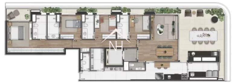 Imagem apartamento de 192m c/ 4 suítes,3 vagas,terraço gourmet,brinqudoteca,piscina,quadras,fitness,sauna,bicicletário,coworking,pilates,pet place,lavanderia