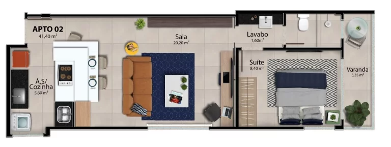 Imagem APARTAMENTO COM 1 QUARTO NA MATA DA PRAIA / VITÓRIA - ES