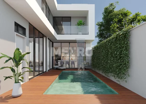 Imagem Casa primeiro andar, Forro de madeira na Área Gourmet e fachada Fachada com det
