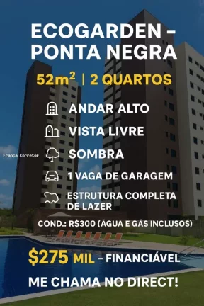 Apartamento para Venda em Natal, Ponta Negra, 2 dormitórios, 1 banheiro, 1 vaga